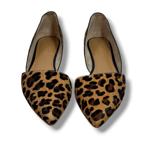 J. CREW Zoe D’Orsay Flats Sz 7 Calf Hair Leopard Print Pointed Toe Ballet Flat - Picture 6 of 9